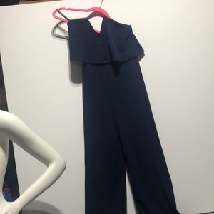 strapless v-neck jumpsuit